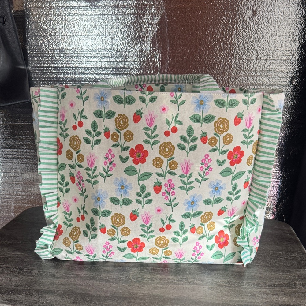 Studio Montrose Floral Canvas Tote Bag with Ruffle Trim